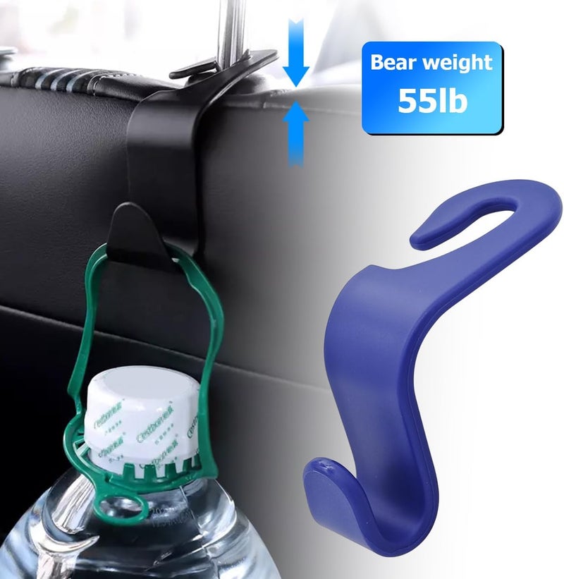 Hanemia 4PCS Car Back Seat Headrest Hooks, Rear Car Seat Storage Headrest Hanger Holder Hooks Organizer, Universal Auto Interior Accessories for Bag Purse Handbag Cloth Coats Grocery (Blue) - Image 4